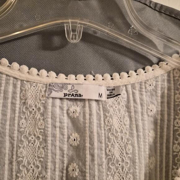 Prana White Eyelet Womens Size M Sleeveless Tank Tiered Blouse - Picture 2 of 6